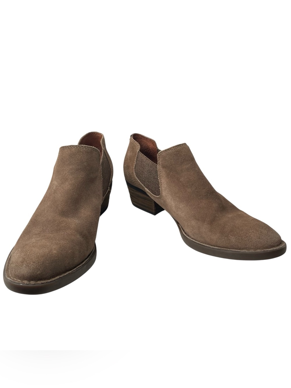 Born Dallia Taupe Brown Distressed Suede Western Slip On Bootie Women’s Size 9 M